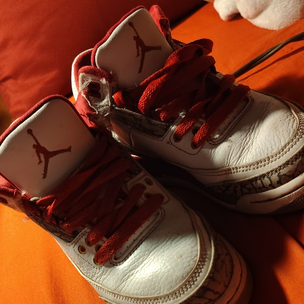 Jordan Kids White and Red Sneakers
